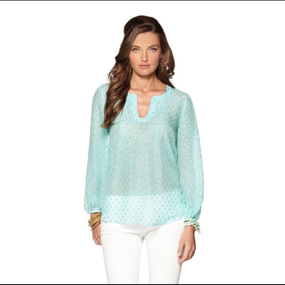 LILLY PULITZER | Colby Sheer Blouse 96% Silk